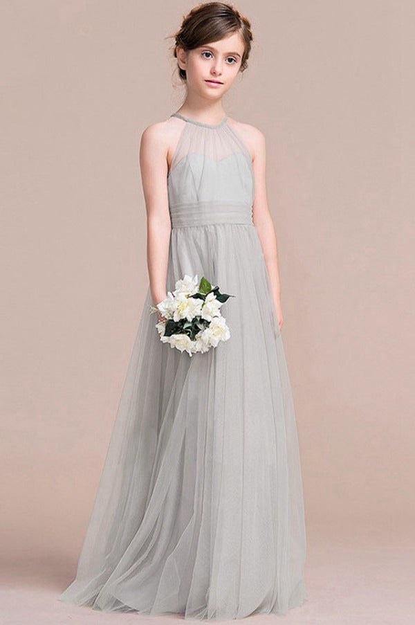 Halter Silver Kids Formal Dress GACH052