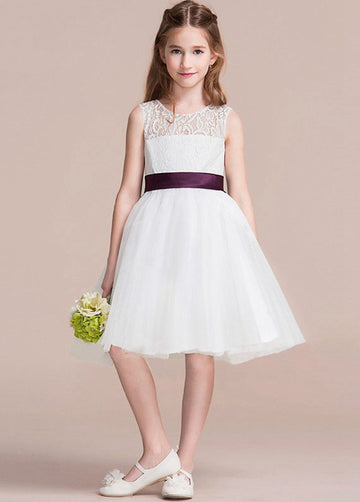 White Short Kids Party Dress GACH054