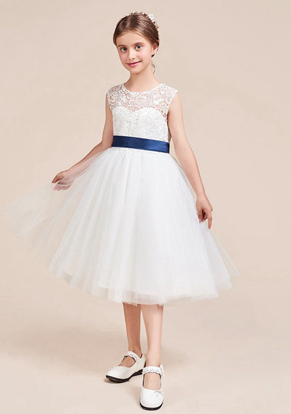 White Short Kids Party Dress 4-11 Year GACH059