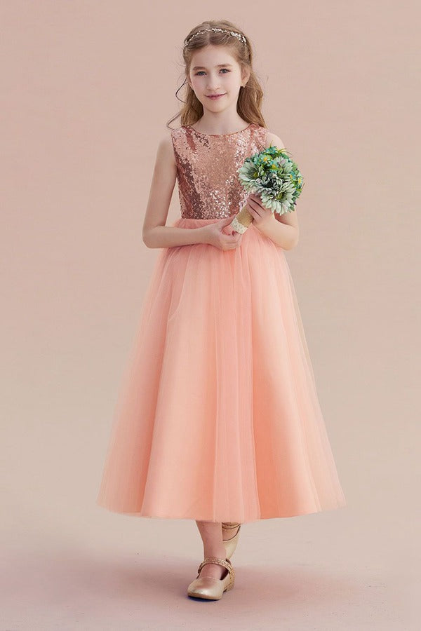 Orange Sequin Girl Party Dress Age 5-13 GACH062