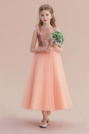 Orange Sequin Girl Party Dress Age 5-13 GACH062