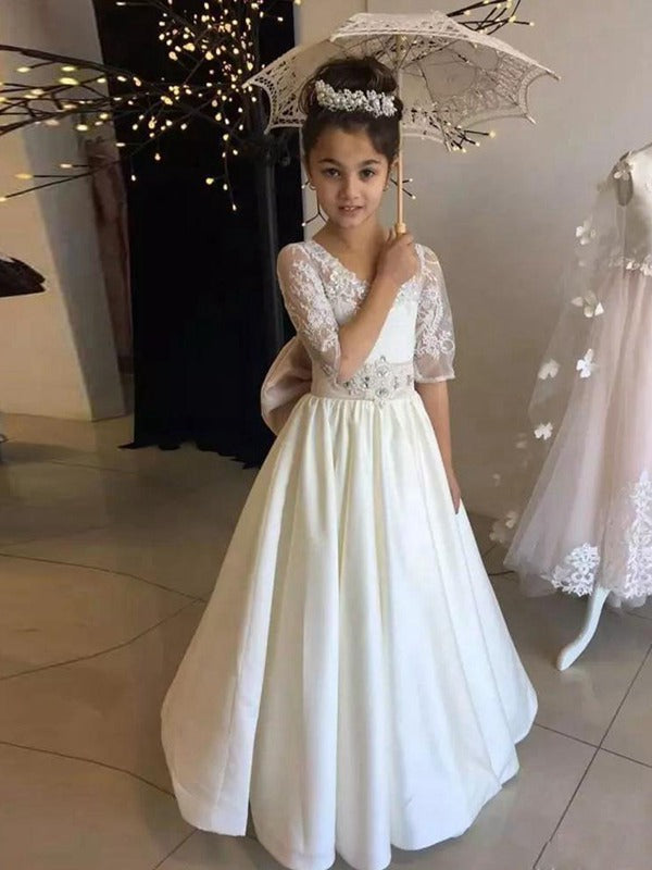 White Half Sleeve Party Gowns GACH069