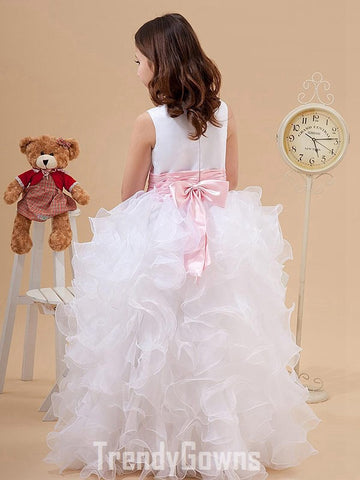 White Kids Ruffles Gown Age 6-14 GACH099