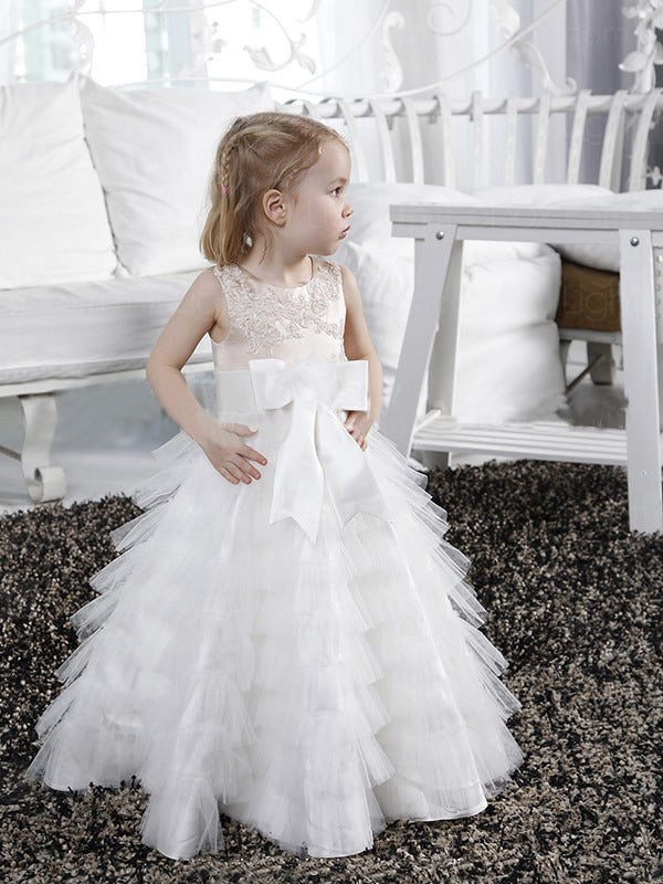 White Kids Ruffles Party Gown Age 2-6 GACH101