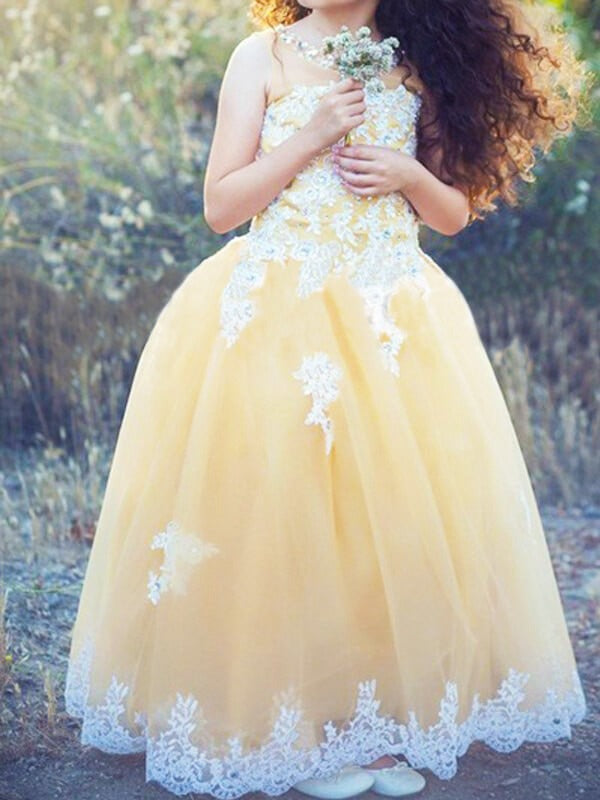 Kids Girl Yellow Ball Prom Gown GACH105