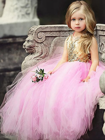 Sequin Pink Toddler Ball Gown GACH111