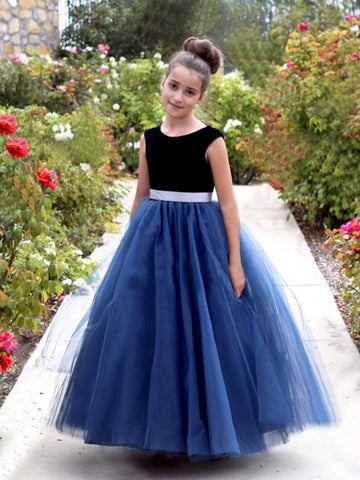 Child Navy Blue Princess Party Gown GACH115