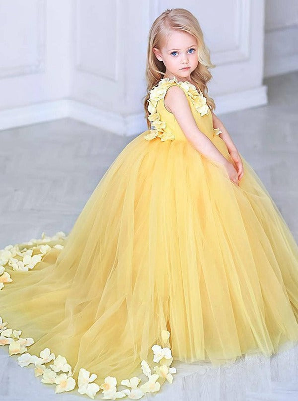 Yellow Young Girls Party Gown GACH125
