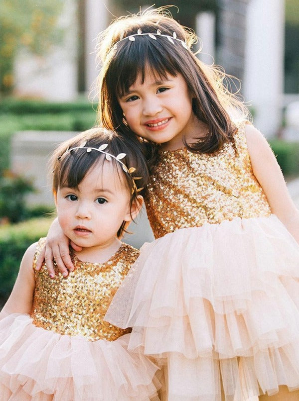 Gold Sequin Flower Girl Dress GACH133