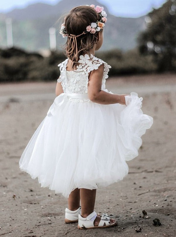 White Toddler Short Party Gown GACH142
