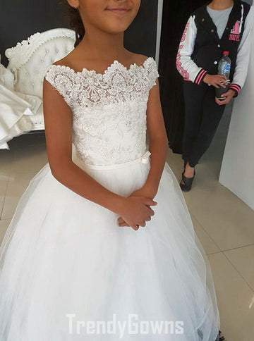 White Flower Girl Paty Gown GACH154