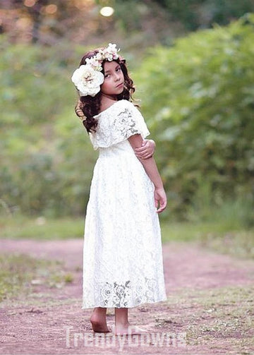 Lace Short Sleeve Party Gown for Kids GACH172