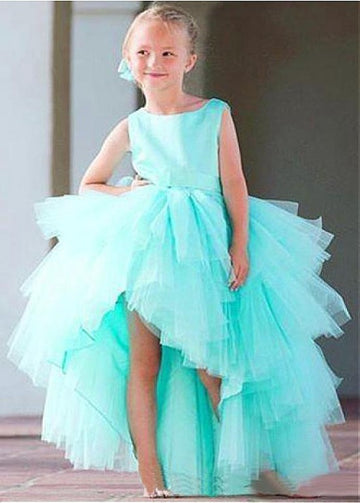 Turquoise High Low Kiddie Party Gown GACH179