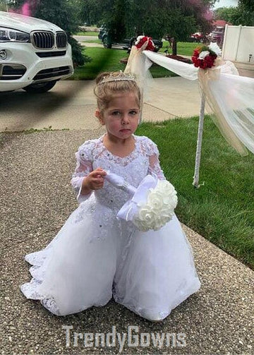 Lace White Kids First Communion Gown GACH183