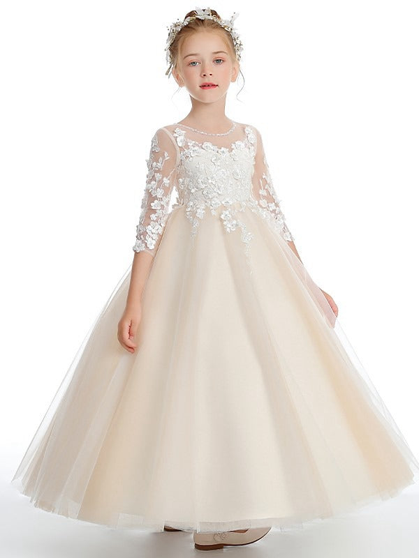 Lace Long Sleeve Party Gown for Kids GACH210