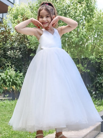 Kids White First Communion Gown GACH218