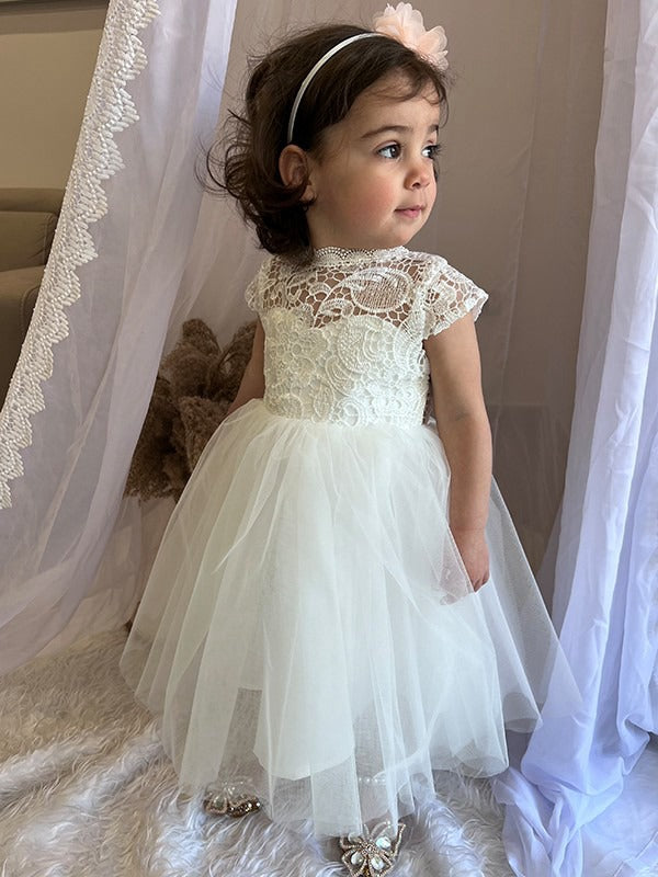 White Little Kids Party Dress GACH220