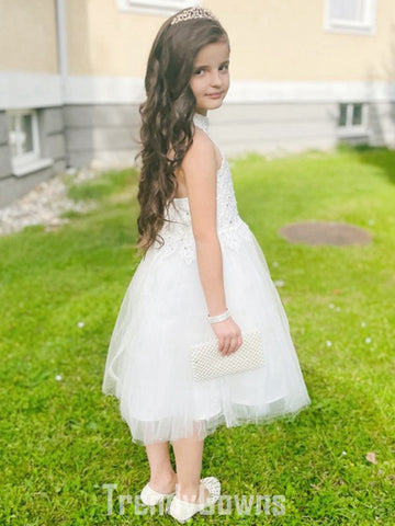Kids Halter White Party Dress GACH222