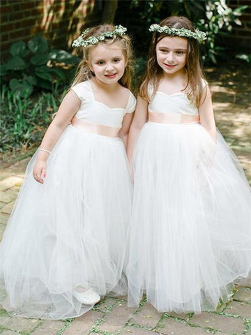 White Flower Girl Ball Gown GACH257