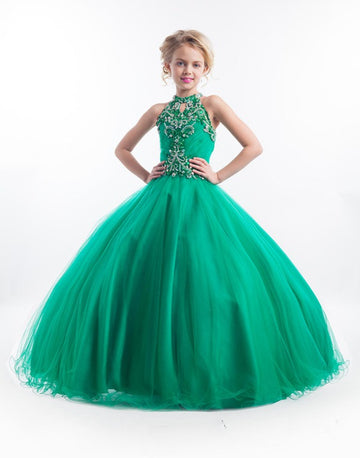 Emerald Green Party Gowns For Kids GBCH013