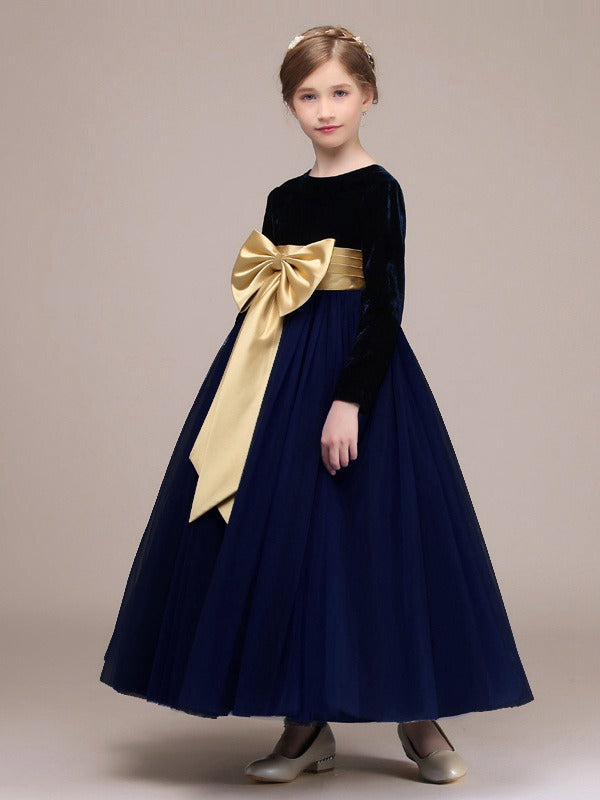 Black Long Sleeve Party Gowns for Kids GBCH024