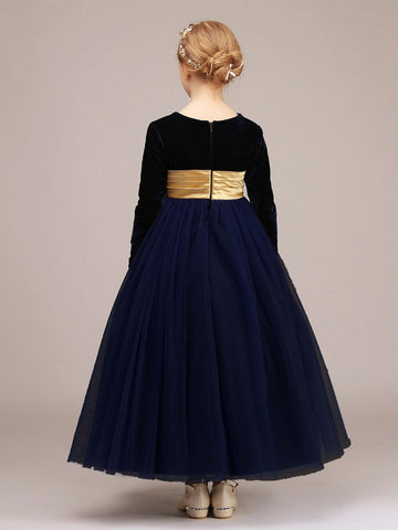 Black Long Sleeve Party Gowns for Kids GBCH024