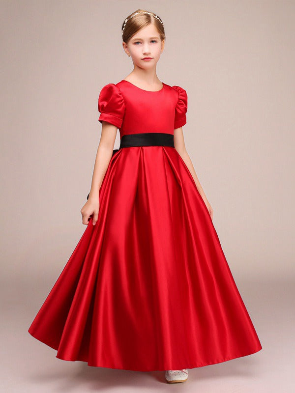 Kids Red Satin Party Gown GBCH029