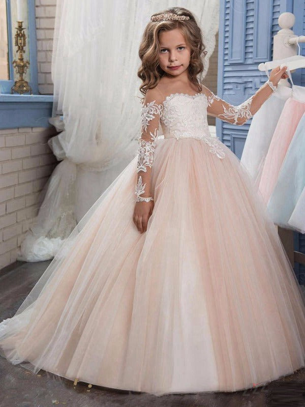 Princess Long Sleeve Kids Party Gown GCH0112