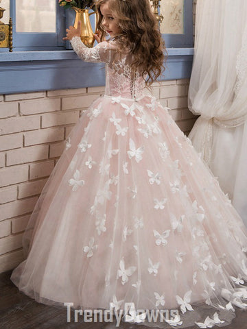 Girls Long Sleeve Butterfly Princess Party Gown GCH0115