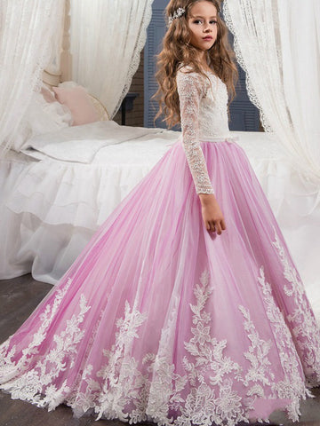 Kids Princess Long Sleeve Party Gown GCH0119