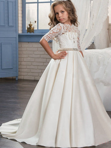 Half Sleeve Kiddie Party Gown GCH0136