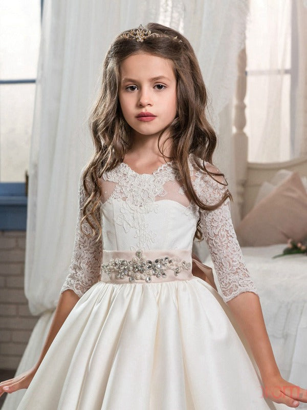 White Half Sleeve Girls Party Dress GCH0140 White Half Sleeve Girls Party Dress GCH0140