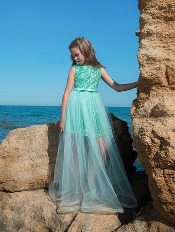 Mid Turquoise Girls Party Dress GCHK025