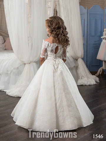 Half Sleeve Kiddie Party Gown GCHK155