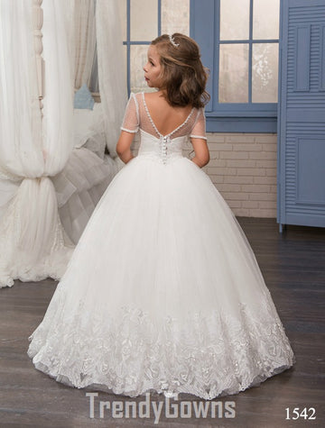 Short Sleeve Girls Party Gown GCHK157