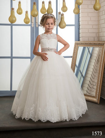 White Kids Party Gown GCHK162