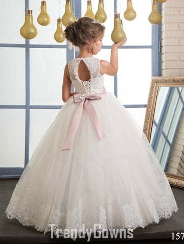 White Kids Party Gown GCHK162