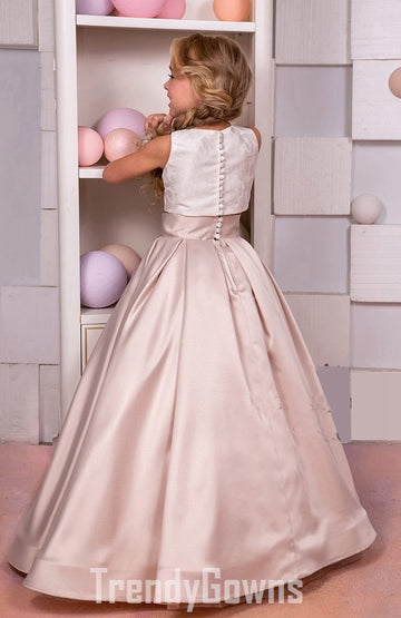 Satin Long Sleeve Girls Two Piece Party Dress GCHK175