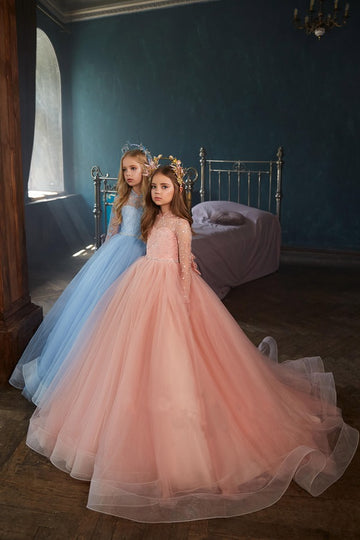 Kids Long Sleeve Party Gown 6-14 Years GCHK184