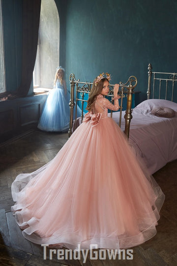 Kids Long Sleeve Party Gown 6-14 Years GCHK184
