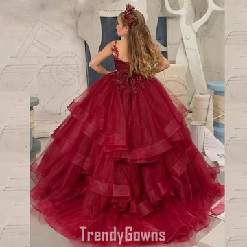 Dark Burgundy Children Ball Gown GCHK211