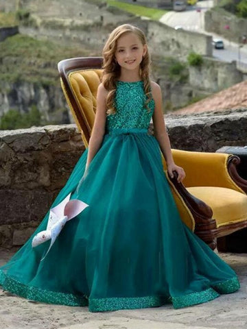 Kids Princess Sequin Ink Blue Party Dress GCH0459