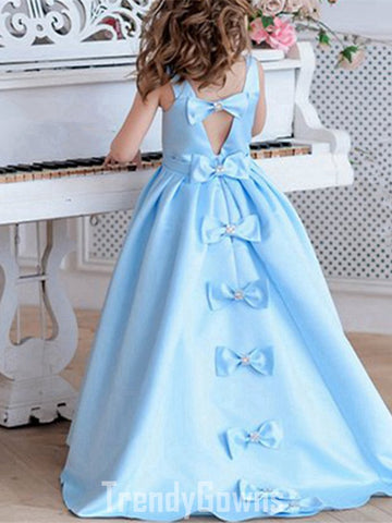 Girl Satin Light Blue Party Dress Age 2-8 GCH0460