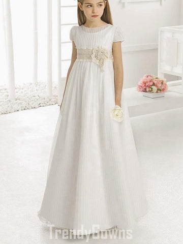 Girls White A Line Party Gown GFGD505