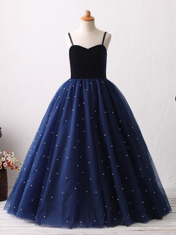 Kids Navy Blue Party Gown GHT023