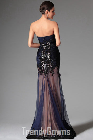 Trendy Navy Sweetheart Mermaid Evening Gown JT1328