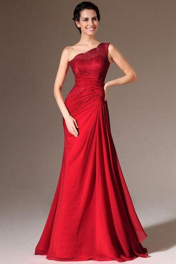 Trendy Red One Shoulder Mermaid Evening Gown JT1350