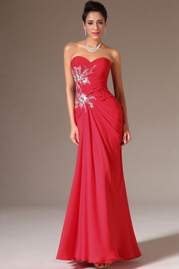 Trendy Red Sweetheart Lace Appliques Mermaid Evening Gown JT1358