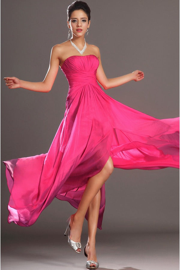 Trendy Fuchsia Chiffon Strapless A-line Evening Gown JT1417 Trendy Fuchsia Chiffon Strapless A-line Evening Gown JT1417