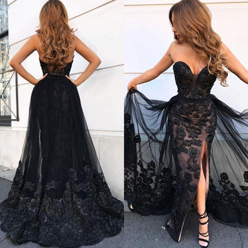 Trendy Dark Green Overskirt Split Mermaid Prom Dress JTE653
